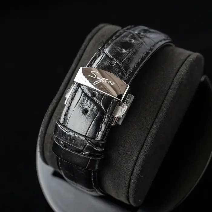 Sugess – montre-bracelet pour hommes, ST1908, mouvement à col de cygne, chronographe mécanique, véritable calendrier de phase de lune, cuir Vintage, nouveau 2023