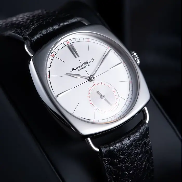 Hruodland rétro hommes montres mécaniques automatiques F028 acier inoxydable cuir marron étanche 10Bar reloj hombre