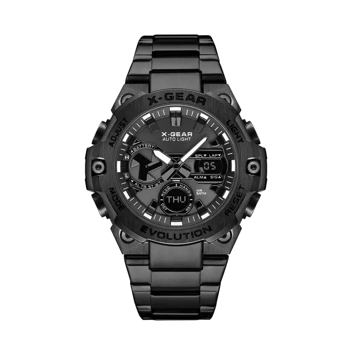 Montre multifonctionnelle pour homme en acier inoxydable avec rappel d'alarme, veilleuse, fonction d