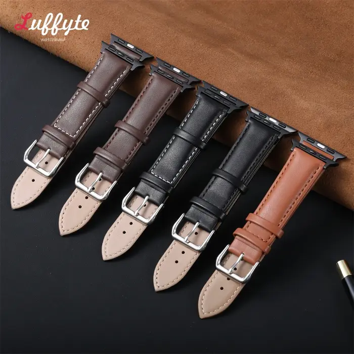 Bracelet de montre en cuir souple pour Apple Watch 10 9 Ultra 8 7 6 SE 5 4 3, 38 40 41 42 44 45 46 49mm, Bracelet de montre d'affaires