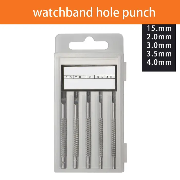 Lot de 5 poinçons pour bracelet de montre, outil manuel de bricolage, poinçon rond en cuir, poinçon 