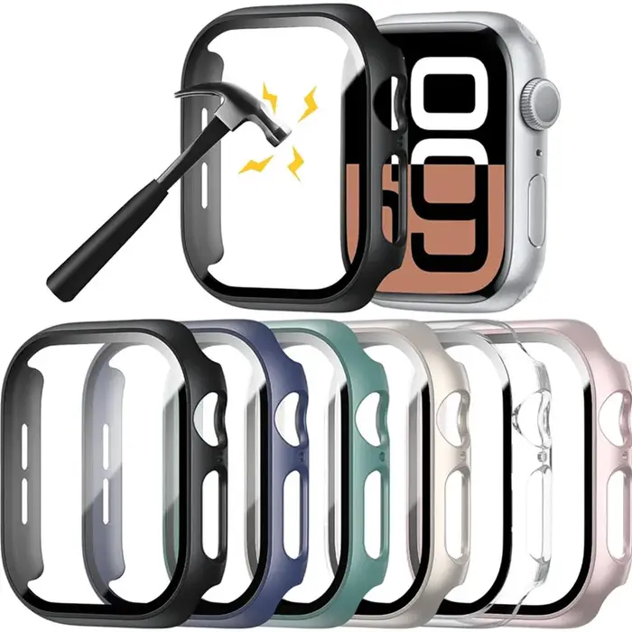 Protecteur d'écran en verre + étui pour Apple Watch 10 9 8 45mm 41mm 44mm 40mm S10 42mm 46mm