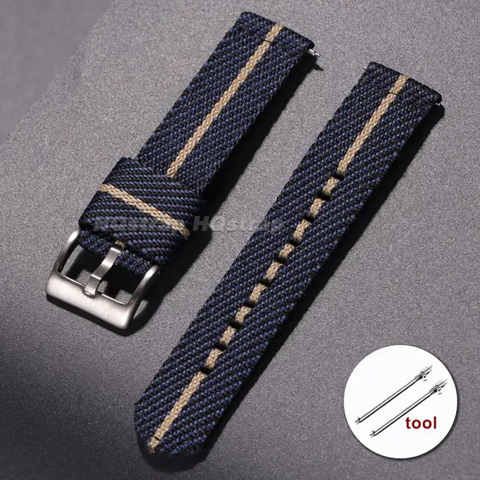 Bracelet de montre en nylon tissé rayé 20mm 22mm à libération rapide, bracelet en tissu pour Seiko,