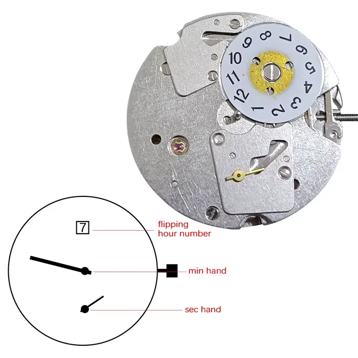 Montre mécanique à mouvement automatique avec petite seconde et fonction de retournement des heures