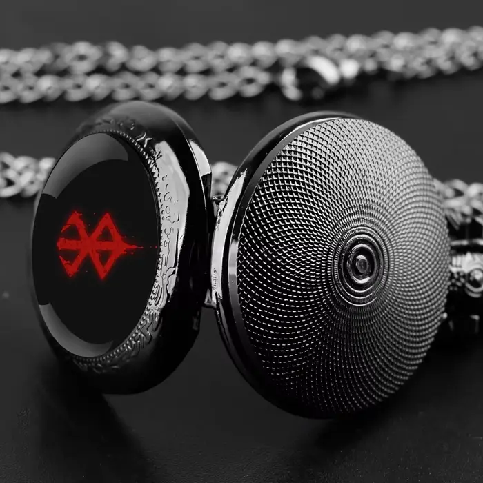 Coffret cadeau de montre de poche à quartz au design cool Berserk - Chaîne robuste + cadran à chiffres arabes