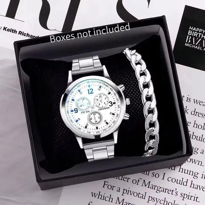 1/2 pièces montres d'affaires pour hommes montre à Quartz avec Bracelet en acier