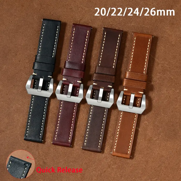 Bracelet de montre en cuir véritable pour Panerai