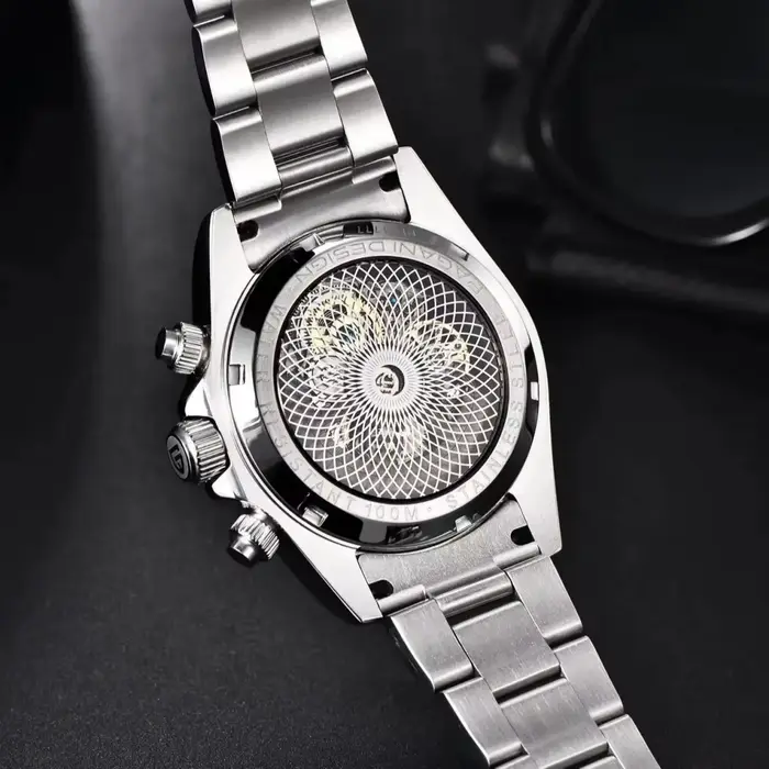 Montre mécanique automatique pour homme PAGANI DESIGN avec lunette sertie de pierres précieuses colorées