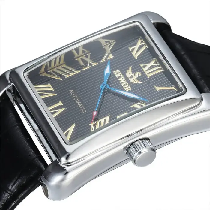 SEWOR-Montres Mécaniques Automatiques pour Homme, Rectangle localité, Classique, Top Marque, Luxe