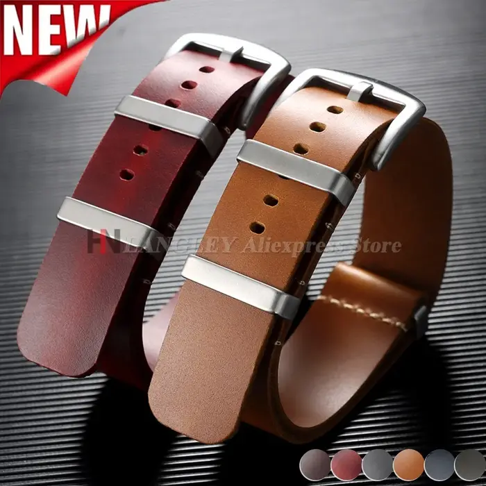 Bracelet de montre en cuir véritable 18mm 20mm 22mm 24mm pour Smartwatch