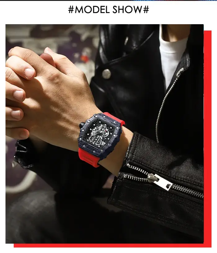 Montre-bracelet à quartz en silicone pour homme