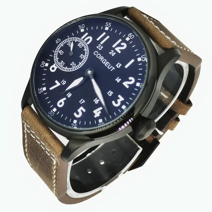 Corgeut-Montre décontractée pour homme, SeaghydrST36, mouvement à remontage manuel, bracelet en cuir