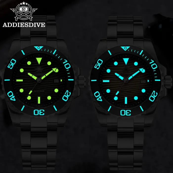 ADDIESDIVE 41mm AD2537 montre pour hommes 20Bar étanche 3D Texture du désert BGW9 Date lumineuse 316L montres à Quartz en acier inoxydable