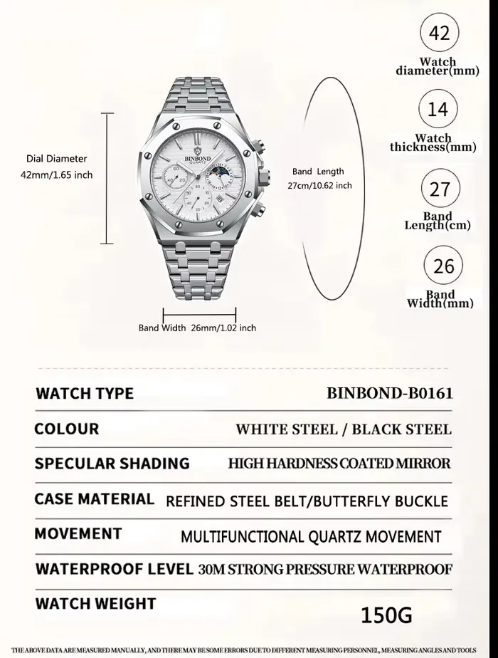 Montre à quartz de luxe étanche pour homme