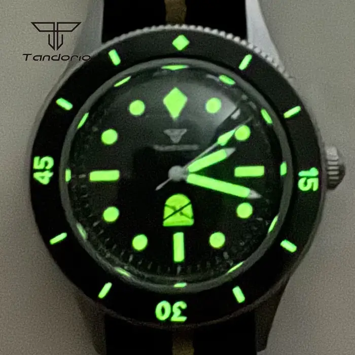 Tandorio 40mm 50 brasses Style dôme saphir montre mécanique pour hommes automatique mis5 8215 Movt 20ATM plongeur vert lumineux