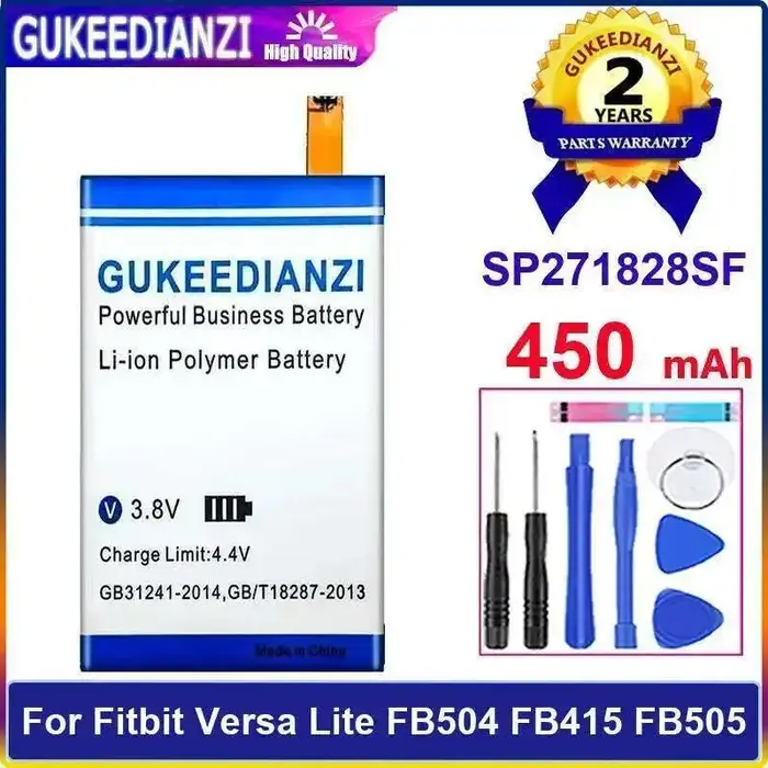 Batterie de montre intelligente SP271828SF, sûre pour Fitbit Versa Lite FB504 FB415 FB505 450Mah