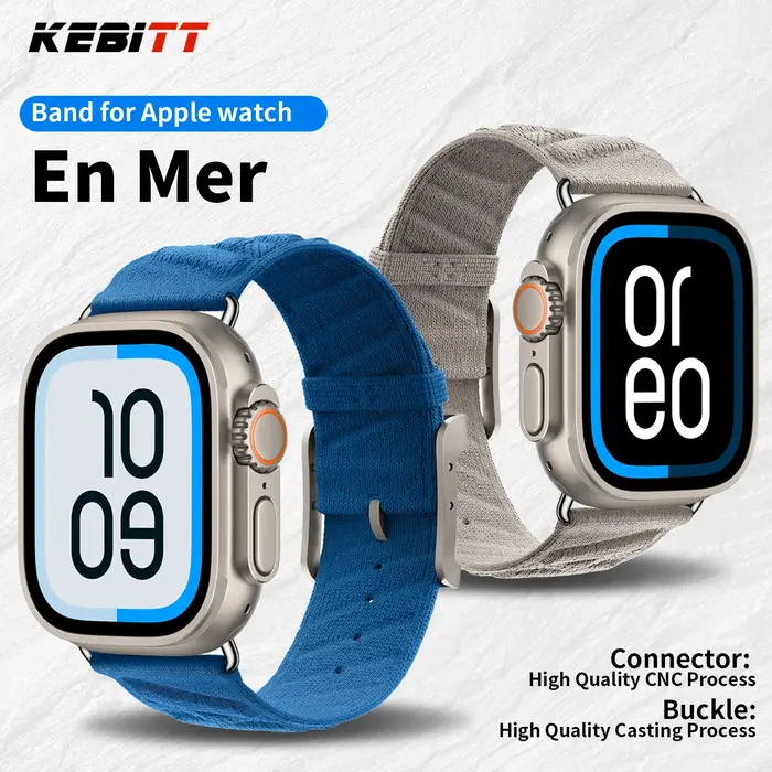 Kebitt nouveau En Mer Bleu Nuit tour unique bracelet Iwatch 42mm pour Apple Watch Ultra 3 2 série 11 10 9 8 7 6 Se 3