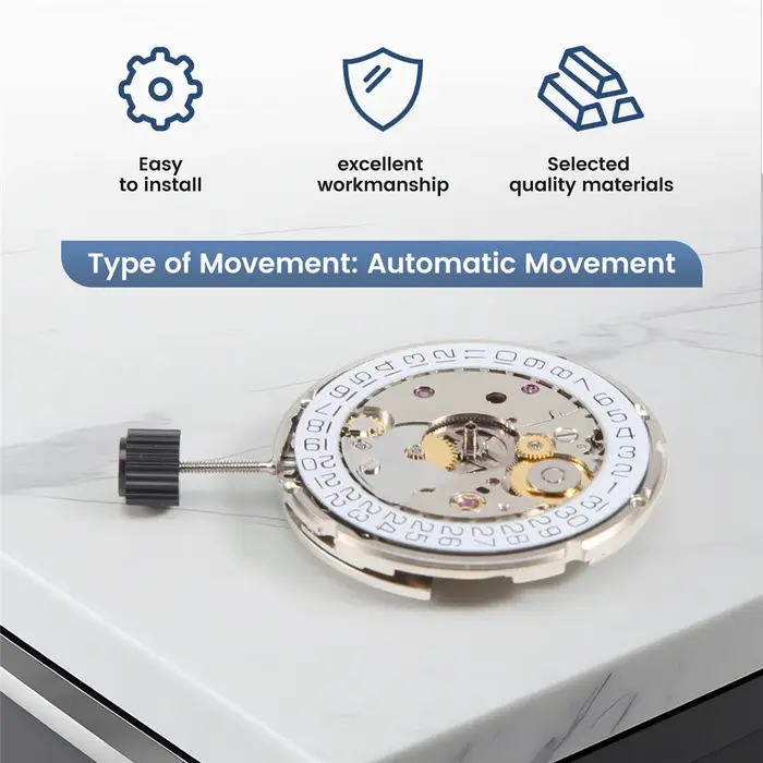 ELBA_pour ETA 2824-2 SELLITA SW200 blanc 3H mouvement d'horloge de montre mécanique