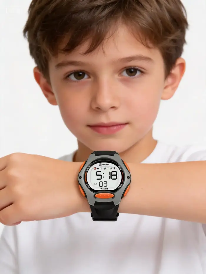 Montre numérique étanche pour enfants, pour filles et garçons, LCD noir, électronique, Sport, réveil, cadeaux
