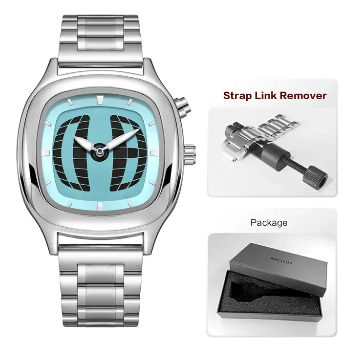 Montre à quartz pour hommes avec éclairage affichage numérique et dynamique des chiffres montre-bracelet futuriste rétro créative avec bracelet en acier inoxydable