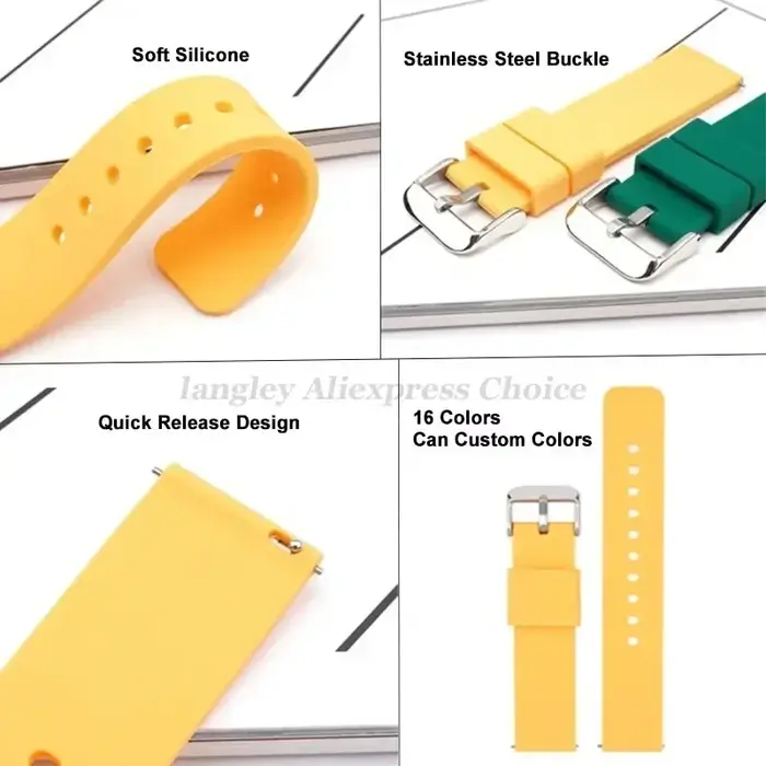 Bracelet de montre en Silicone 14/16/18/19/20/22/24mm bracelets de montre en caoutchouc souple à dégagement rapide pour Samsung Galaxy pour Garmin pour montre Huawei