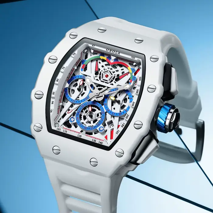 Montre de luxe pour hommes ONOLA mode décontracté multifonctionnel bande de Silicone étanche montre