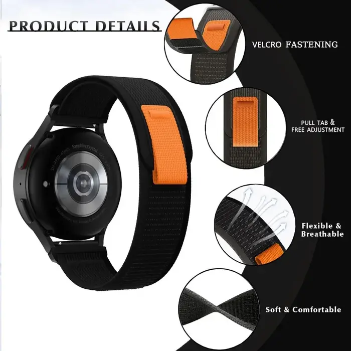 Bracelet en Nylon pour HaiWei Galaxy Watch 7 6 5 4 40mm 44mm classique/Active/Gear S3 Frontier 20mm 22mm bracelet à boucle Sport Amazfit GTS 3 4