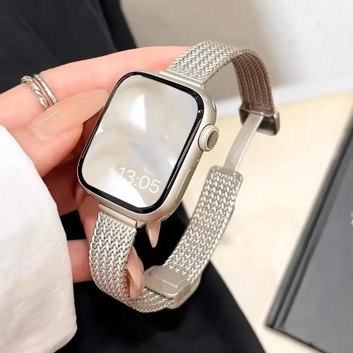 Bracelet magnétique en métal mince de luxe pour IWatch 9 8 7 SE 6