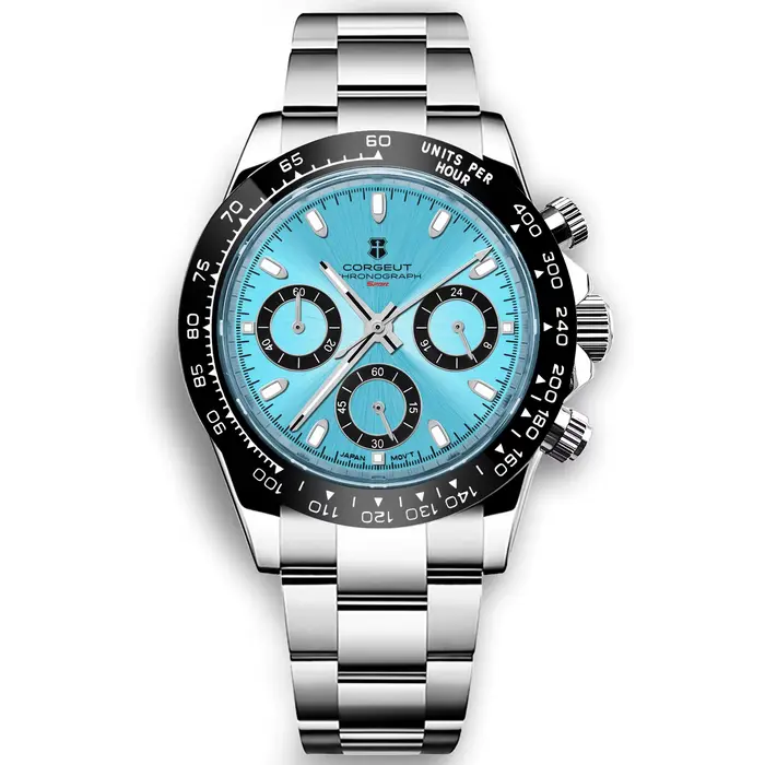 Montres pour hommes de luxe CORGEUT 39 mm avec mouvement VK63, sport, date automatique 24 heures, mo