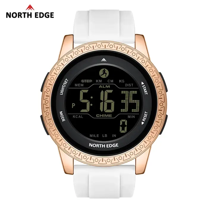NORTH EDGE luxe hommes femmes podomètre montre-bracelet numérique étanche 50m sport double temps réveil montres de couple APOLLO