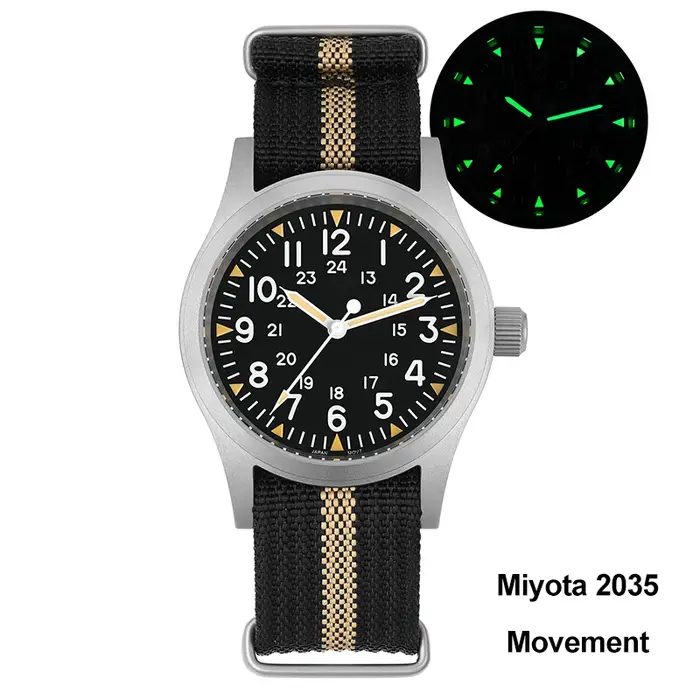 Militado ML05 38mm montre à Quartz mis5 2035/Ronda 515 mouvement montres bombé saphir cristal lumineux 100m