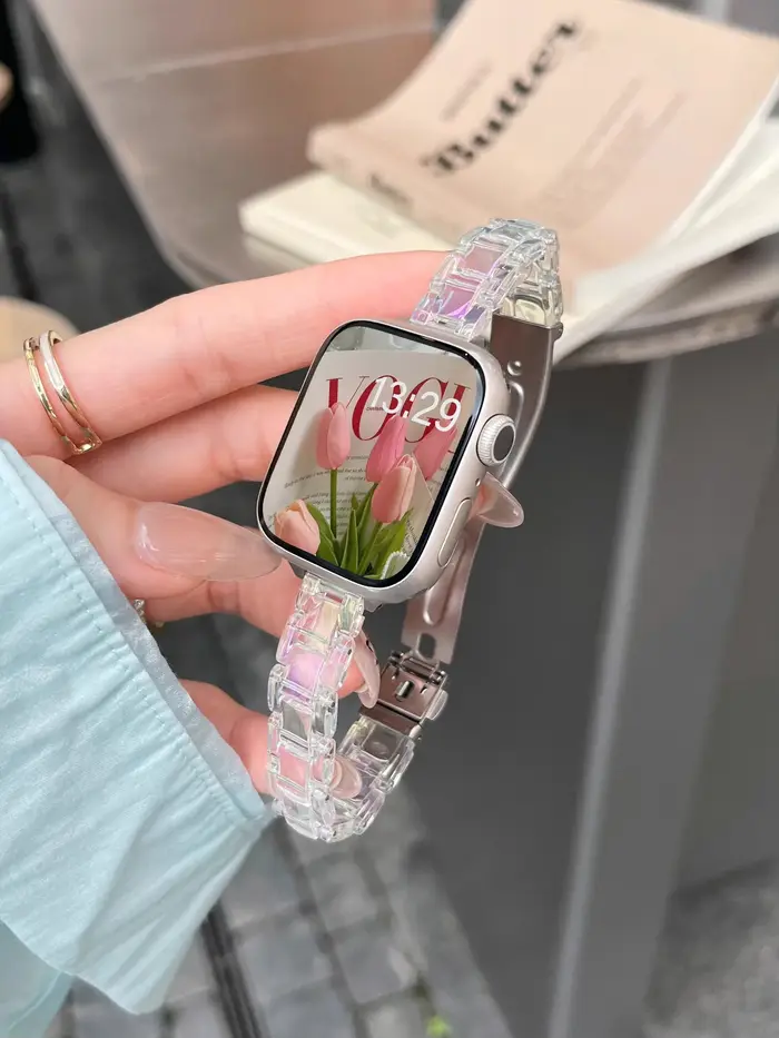 Bracelet transparent arc-en-ciel pour Apple Watch série 10 9 8 7 se 6 5 4 3