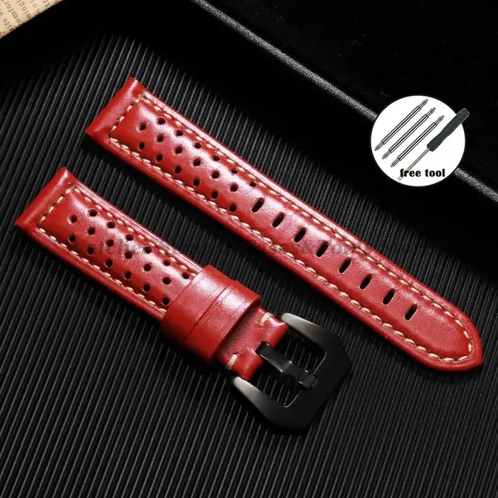 Bracelet de montre en cuir de vache respirant fait à la main 18mm 20mm 22mm 24mm 26mm pour Panerai pour Omega