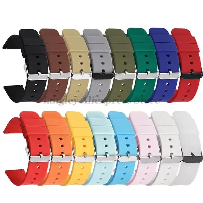 Bracelet de montre en Silicone 14/16/18/19/20/22/24mm bracelets de montre en caoutchouc souple à dégagement rapide pour Samsung Galaxy pour Garmin pour montre Huawei