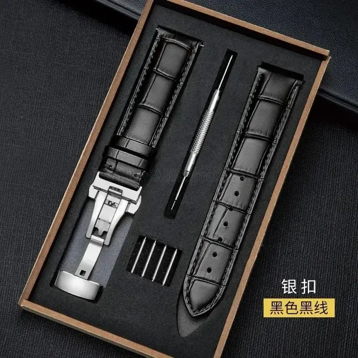 Bracelet de montre en cuir véritable avec boîte