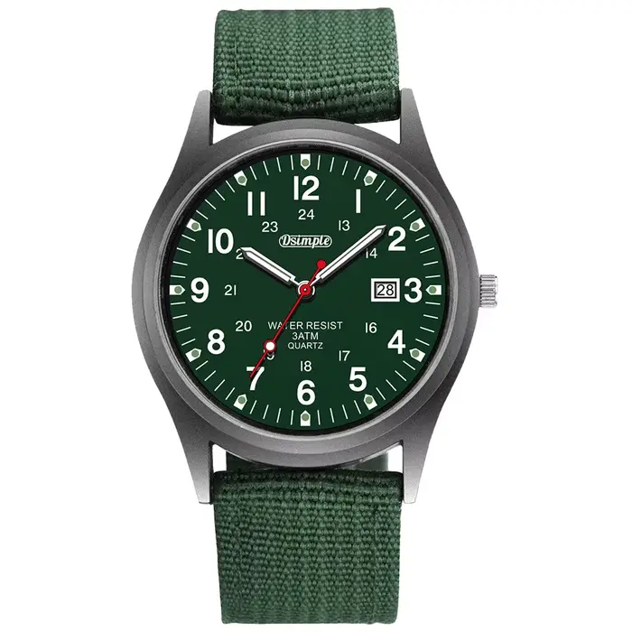 Montre-bracelet à quartz de sport militaire pour hommes, horloge à mains shoes, calendrier, nylon, d