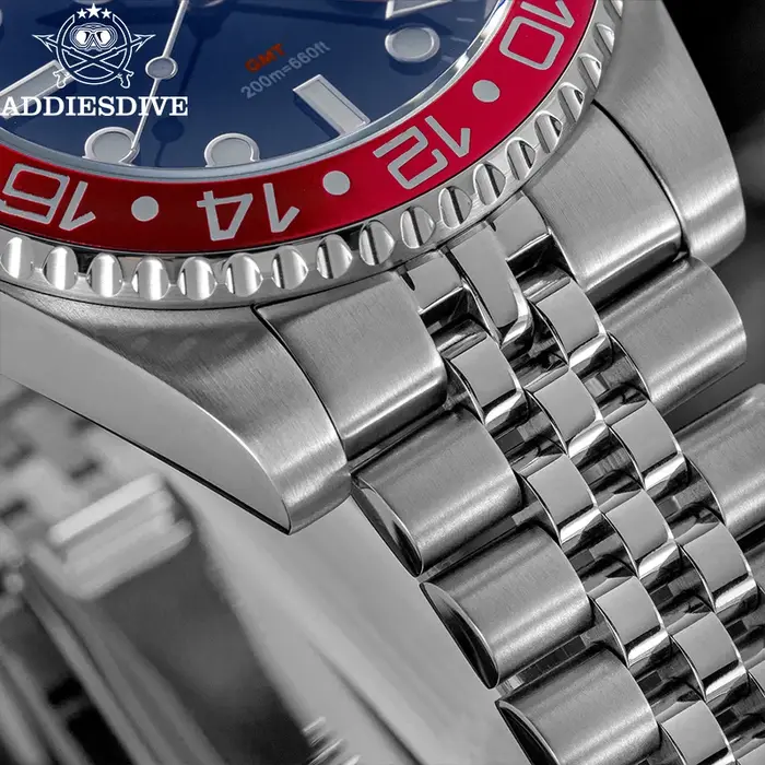 ADDIESDIVE hommes GMT montre suisse Ronda 515-24 200M étanche BGW9 Super lumineux 316L acier inoxydable