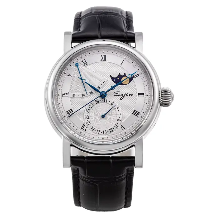 Sugess-Montre Mécanique existent pour Homme, Phase de Lune, Mouvement Tianjin, Verre Saphir, Degré d