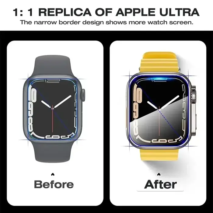 Verre + boîtier pour Apple Watch 11 10 46/42mm 9 8 7 45/41mm, protection d'écran, changement à Ultra 3/2/1 iWatch 6 5 SE 44/40mm