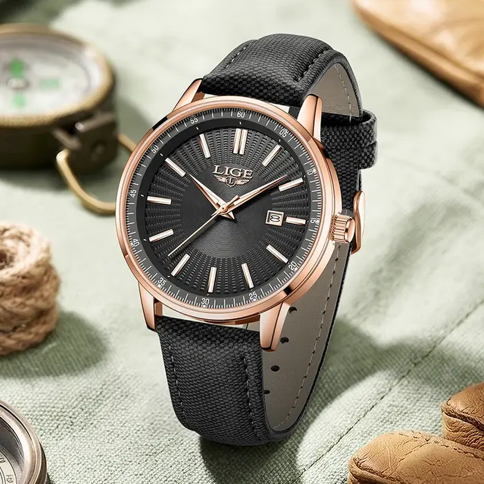 LIGE Nouvelle Montre en Cuir Créative Style Cowboy pour Hommes
