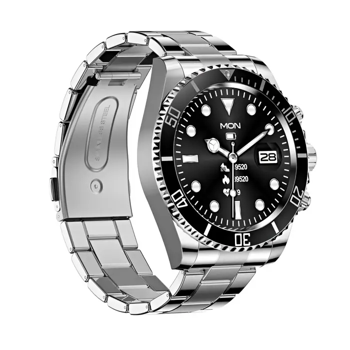 Montre connectée AW12 avec écran HD IPS de 1,3 pouces, boîtier entièrement en acier, modes sportifs multiples, alertes de messages, suivi de la santé