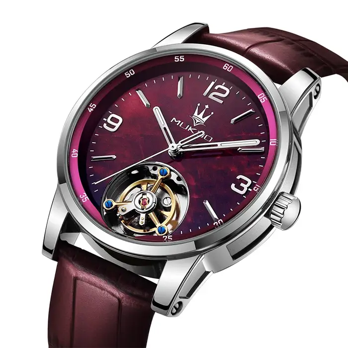 Montre-bracelet mécanique à tourbillon automatique pour homme MUKUO, polyvalente pour affaires et sports, étanche, idéale pour l'usage quotidien.