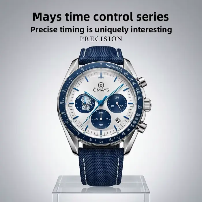 Montre de sport de luxe pour homme OMAYS, édition 50e anniversaire, bracelet en nylon bleu, montre-b