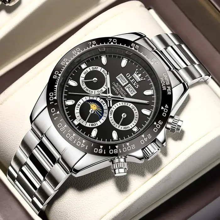 OLEVS 6654 montres pour hommes de marque supérieure montre mécanique automatique de mode classique pour homme calendrier complet Phase de lune étanche