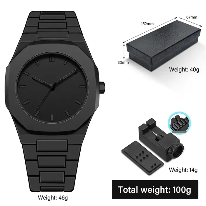 Montre à chiffres arabes argentés Montre à quartz noire de qualité supérieure pour homme Montre d'af
