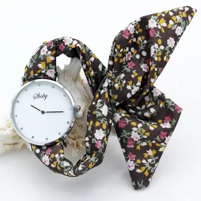 Shsby-Montre-bracelet fleurie pour femmes, bracelet en tissu argenté, de haute qualité, pour filles