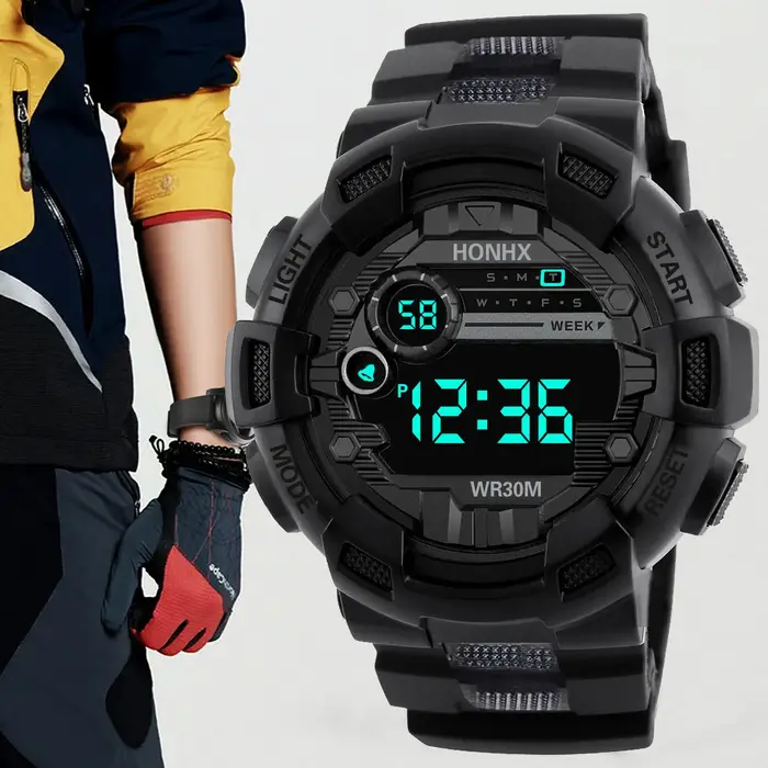 Montre de sport numérique étanche pour homme