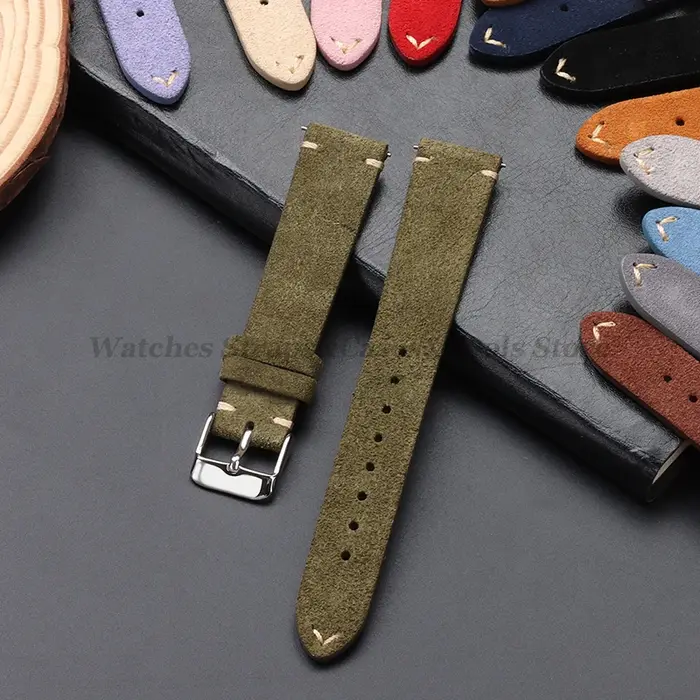 Bracelet de montre en cuir suédé véritable vintage