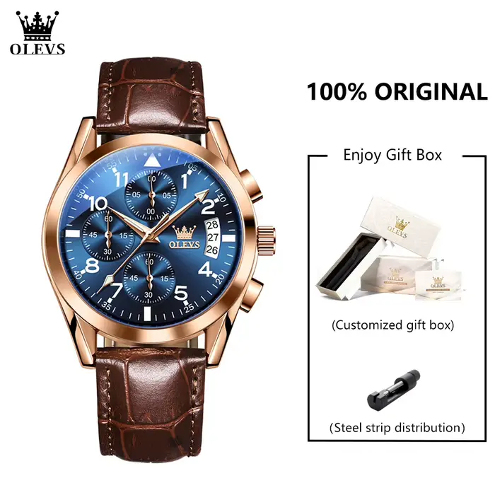 OLEVS 2878 montre d'aviateur pour hommes mode automatique mécanique étanche lumineux double affichag