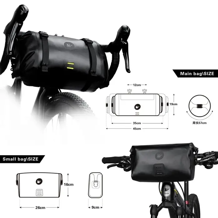 Rhinowalk – sac de guidon de vélo étanche, grande capacité 4L-12L, cadre, Tube avant, sac de cyclism